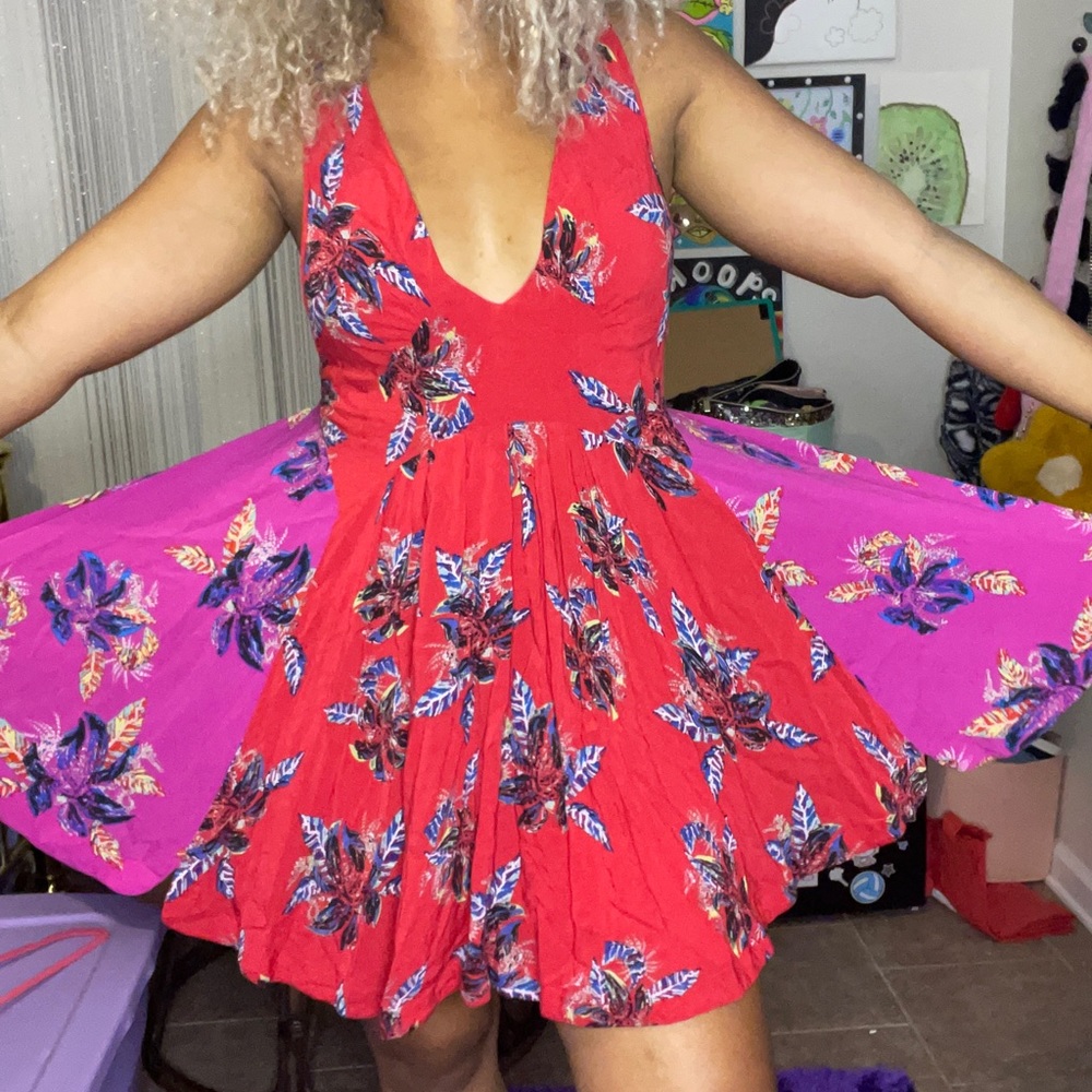 Floral red and pink free people dress